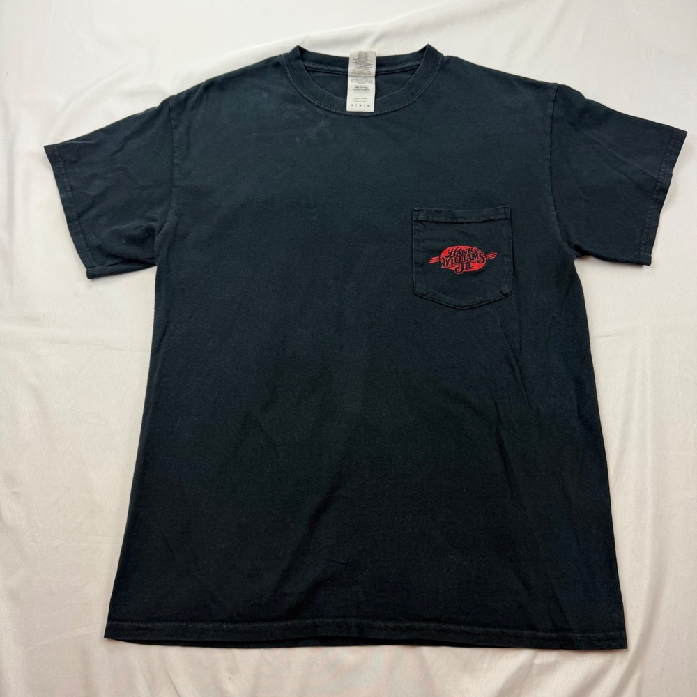 Gildan Hank Williams Jr T-Shirt Mens M Black Pocket Tee Bad Ass Original 2016